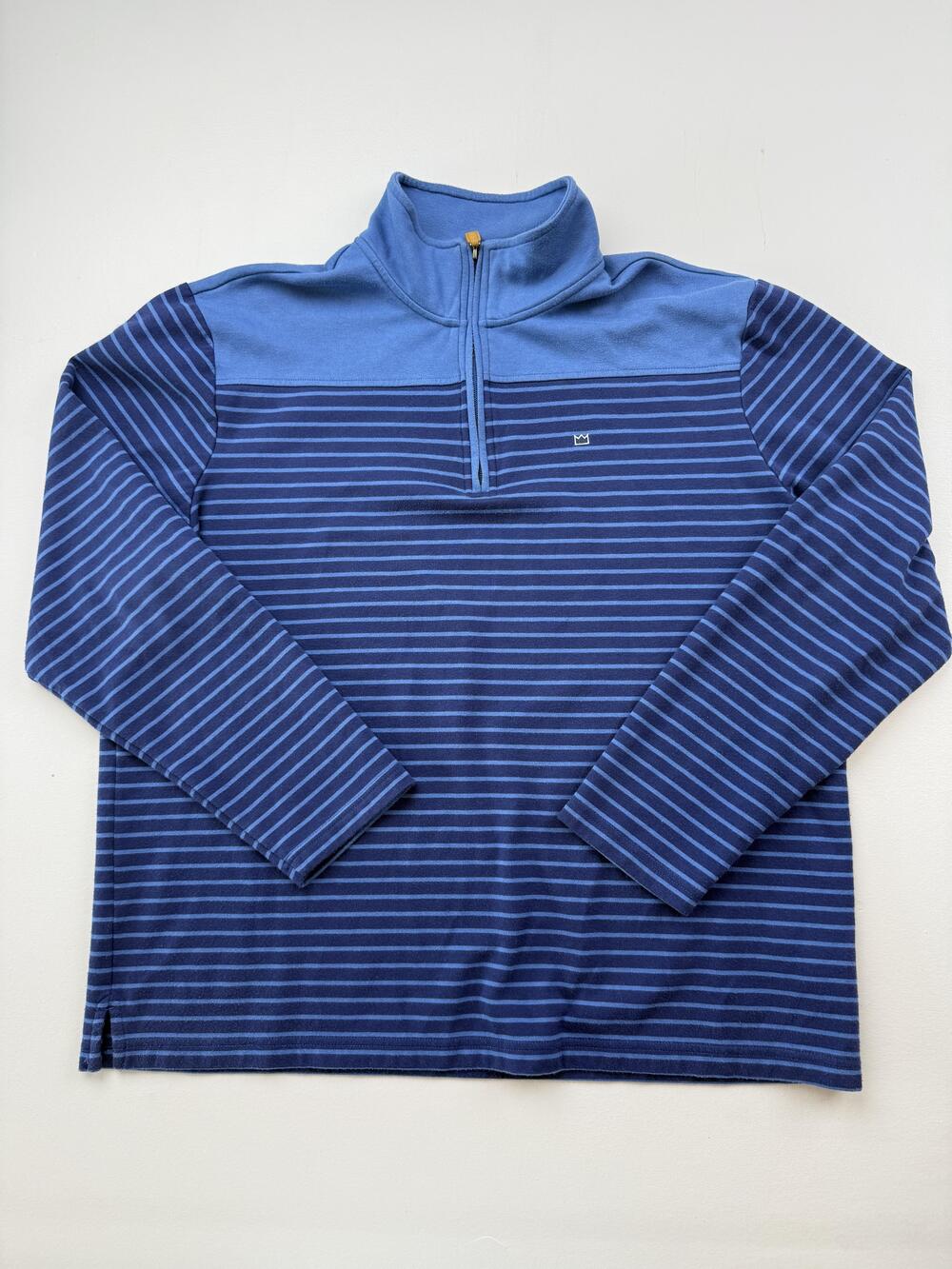 Crown & Ivy Sweatshirt Mens XL Blue 1/4 Zip Lightweight Jersey Pullover Striped